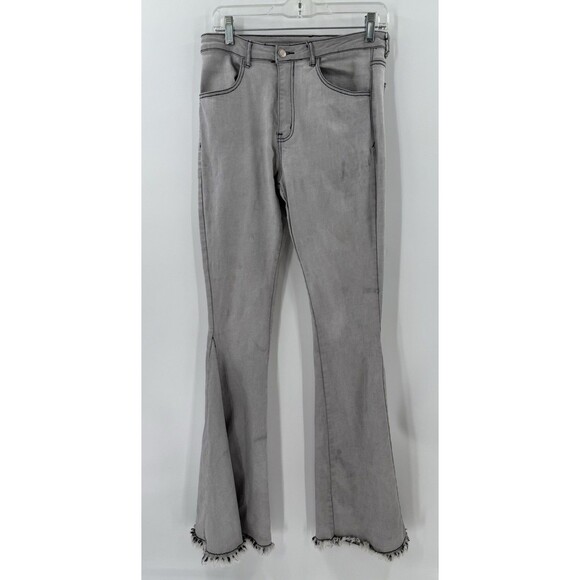 SAINTS & HEARTS Gray Bell Bottom Raw Hem Jeans Denim Size Large Tall 30"x 36" - Picture 1 of 11